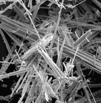 A microscopic view of asbestos.